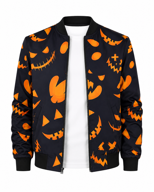 Halloween Pumpkins Pattern Black Jacket