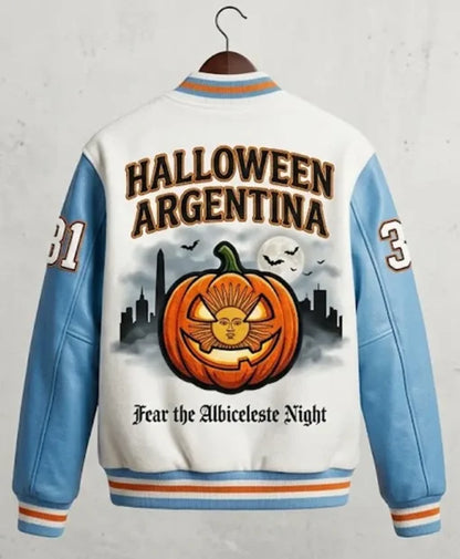 Halloween Argentina Spooky Fear The Albiceleste Varsity Jacket