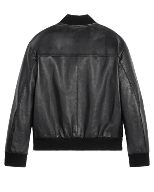 Harrison Genuine Leather Black Zip-Up Bomber Jacket Max Jackets