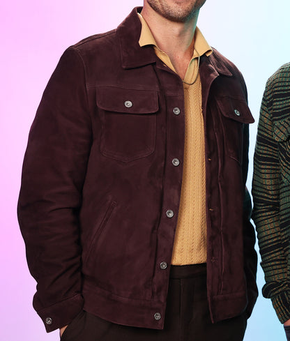 Glen Powell Hit Man 2024 Maroon Jacket Max Jackets