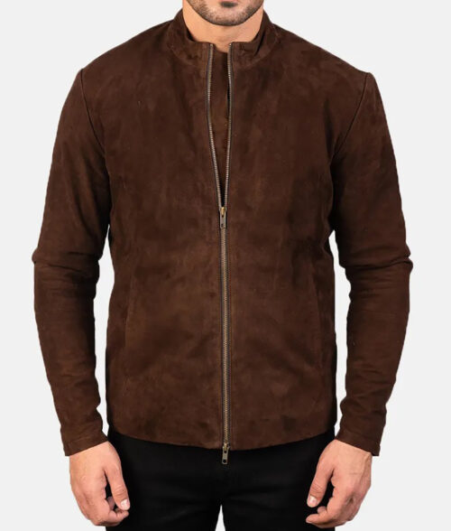 Hunter Men’s Brown Modern Casual Cafe Racer Suede Jacket Max Jackets