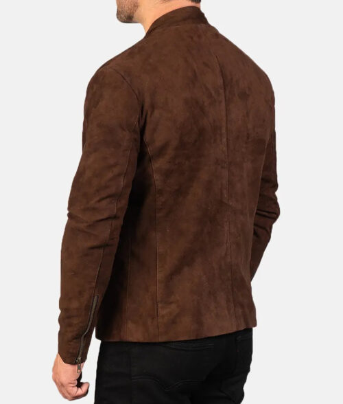 Hunter Men’s Brown Modern Casual Cafe Racer Suede Jacket Max Jackets