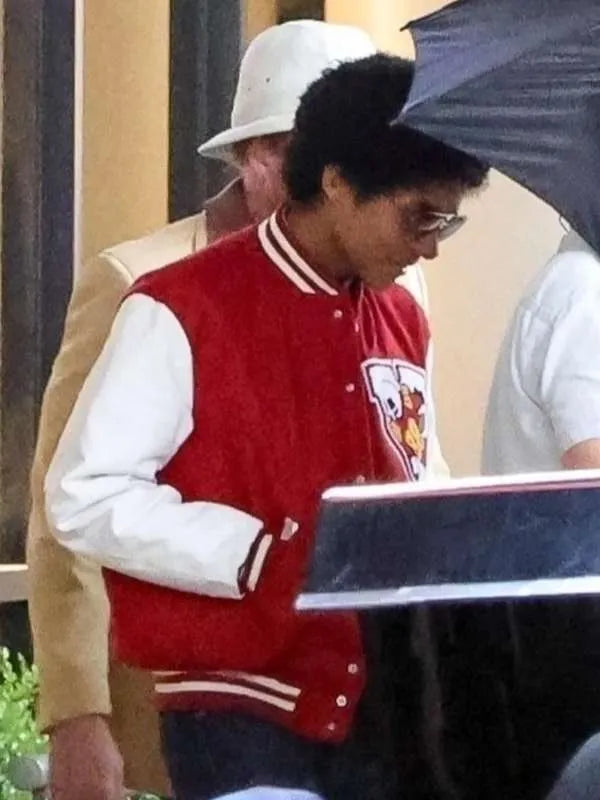 Jaafar Jackson Michael 2025 Red Varsity Jacket Max Jackets