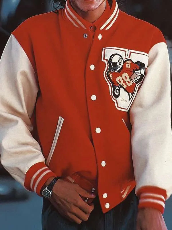 Jaafar Jackson Michael 2025 Red Varsity Jacket Max Jackets