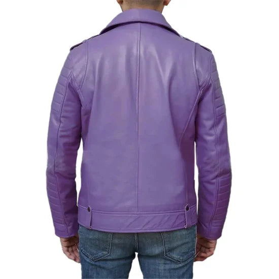 Jalen Hurts Purple Biker Leather Jacket Max Jackets