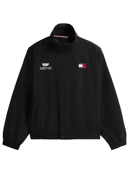 Multicolor motorsport-inspired jacket with elastic cuffs