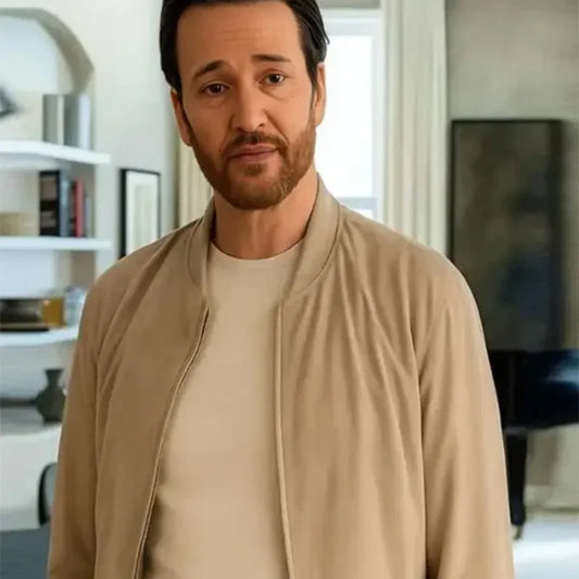 Jason Butler Harner Elsbeth Beige Bomber Jacket