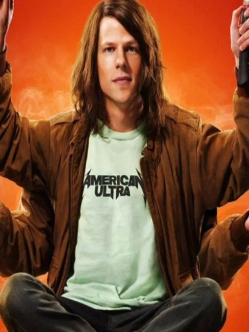 American Ultra Jesse Eisenberg Suede Leather Jacket Max Jackets