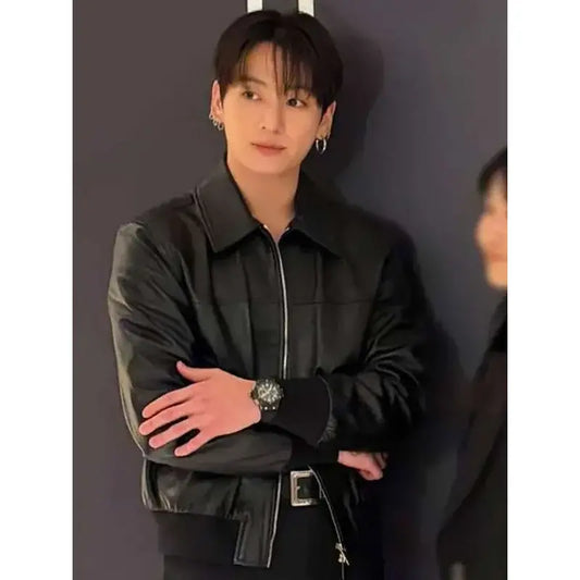 Jung Kook Watch Event 2026 Black Leather Jacket