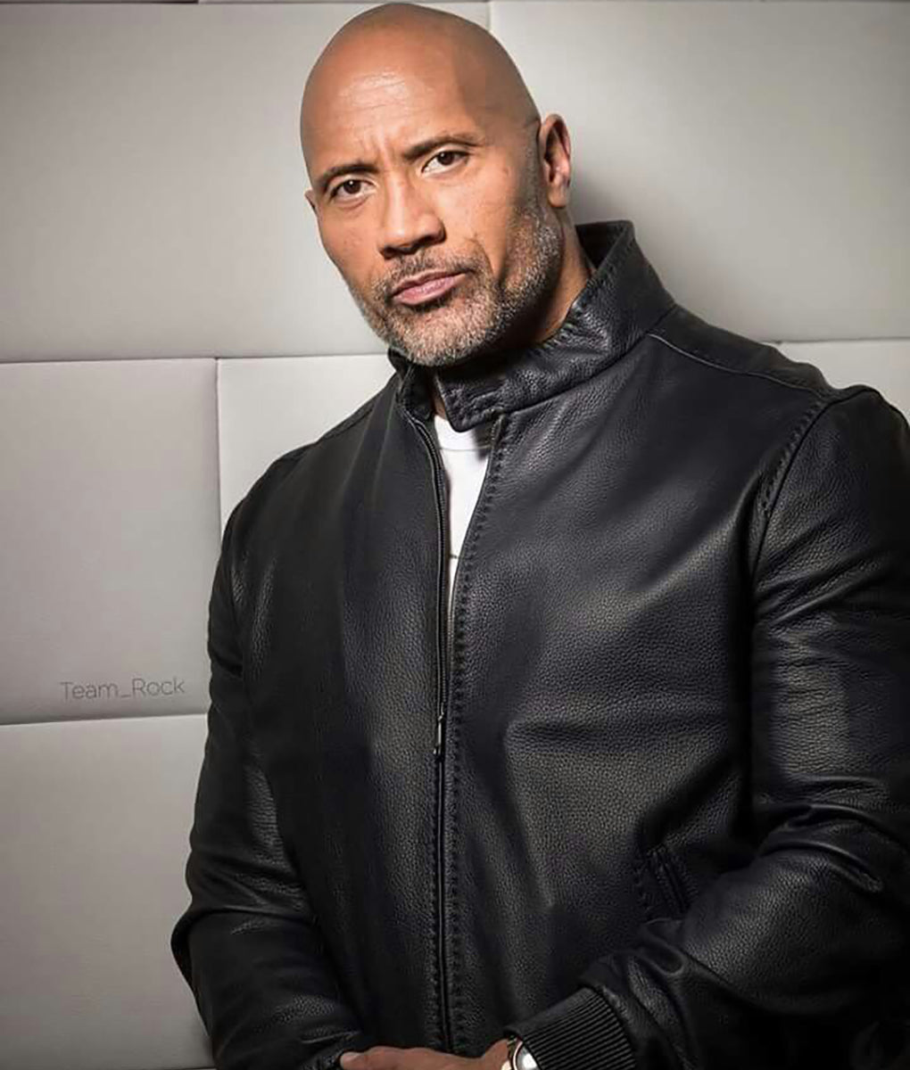 The Rock Faster Driver Dwayne Johnson Black Leather Jacket Max Jackets