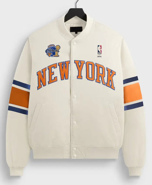 Kith x New York Knicks 26 Champions White Satin Jacket