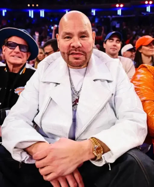 Knicks vs. Cavaliers Game 2 Fat Joe White Biker Jacket