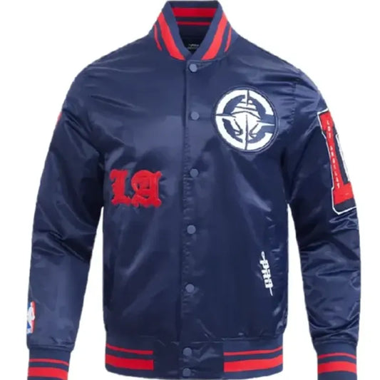 LA Clippers Classic Old English Rib Blue Jacket