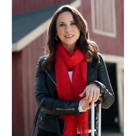 Lacey Chabert Haul Out the Halloween Leather Jacket