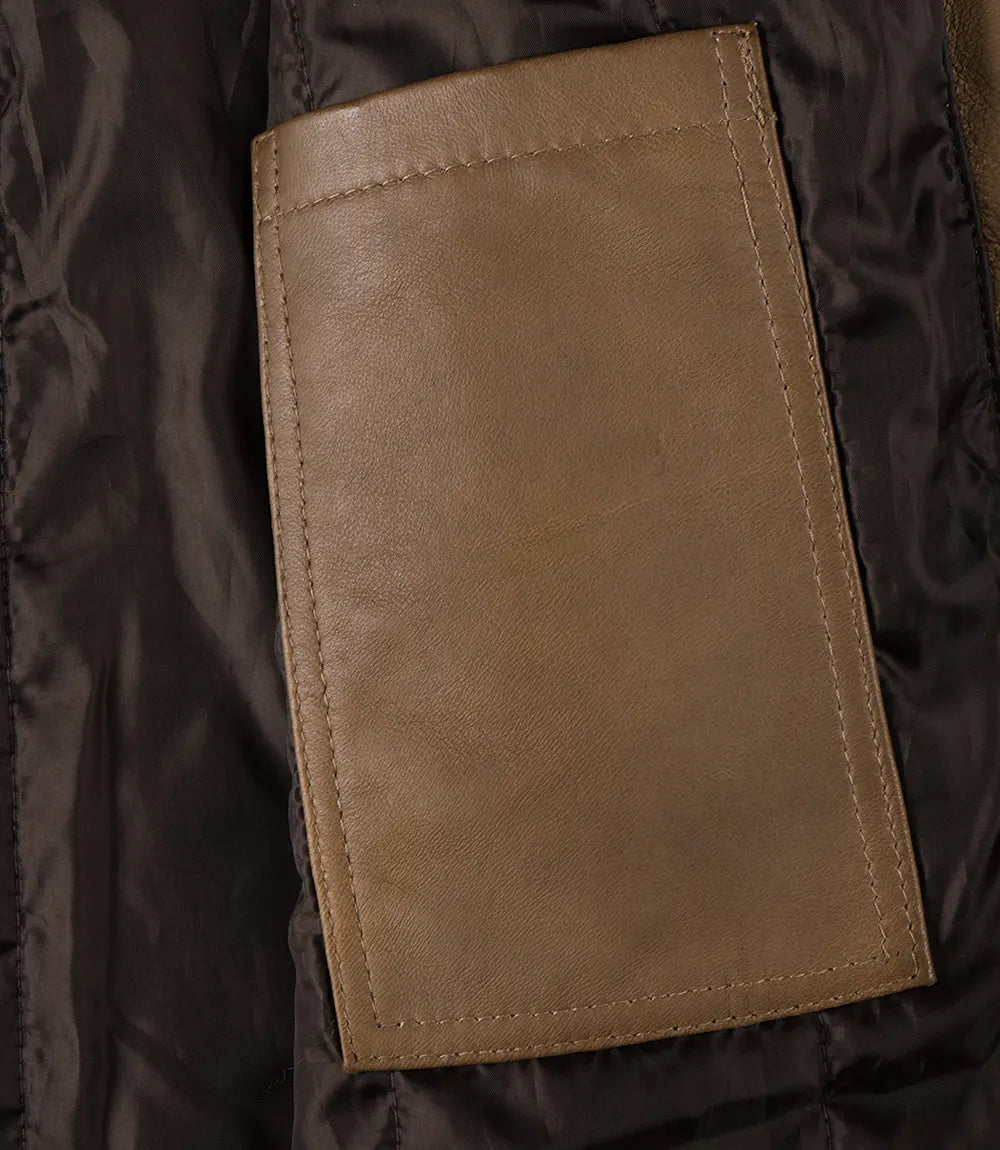 Mens 3/4 Length Lambskin Leather Brown Coat