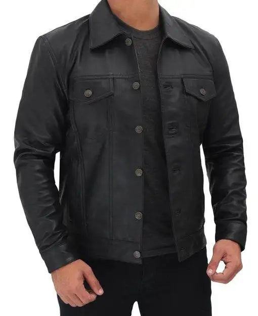 Men’s Real Leather Trucker Jacket | Premium Style Max Jackets