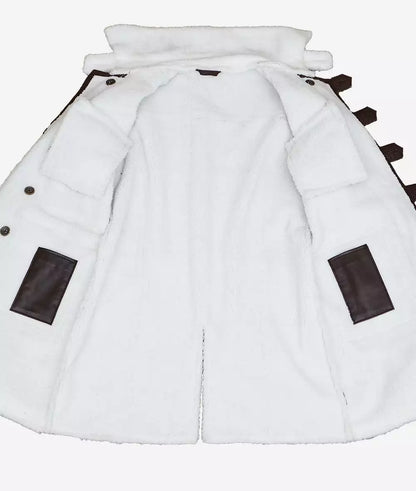 Men's Brown Bane Sherpa Leather Coat - Swedish Winter Coat