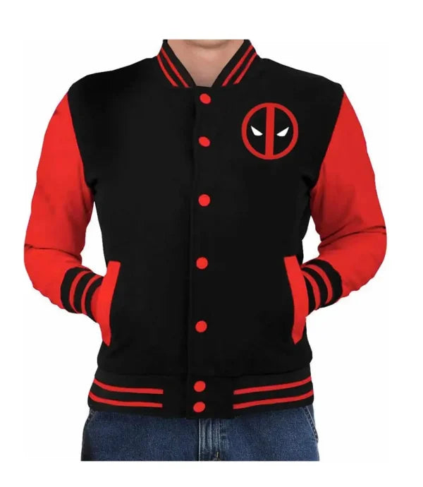 Deadpool Red & Black Varsity Jacket Max Jackets