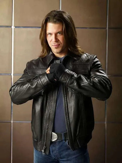 Eliot Spencer Leverage Redemption Black Leather Jacket Max Jackets