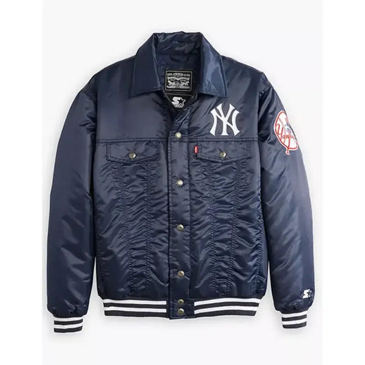 Levis x Starter New York Yankees Satin Navy Blue Jacket Vintage Jacket