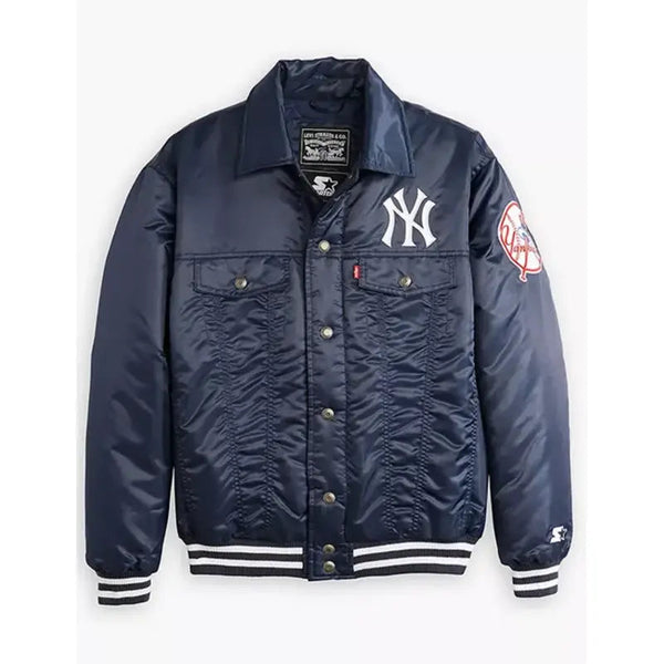 Levis x Starter New York Yankees Satin Navy Blue Jacket Vintage Jacket