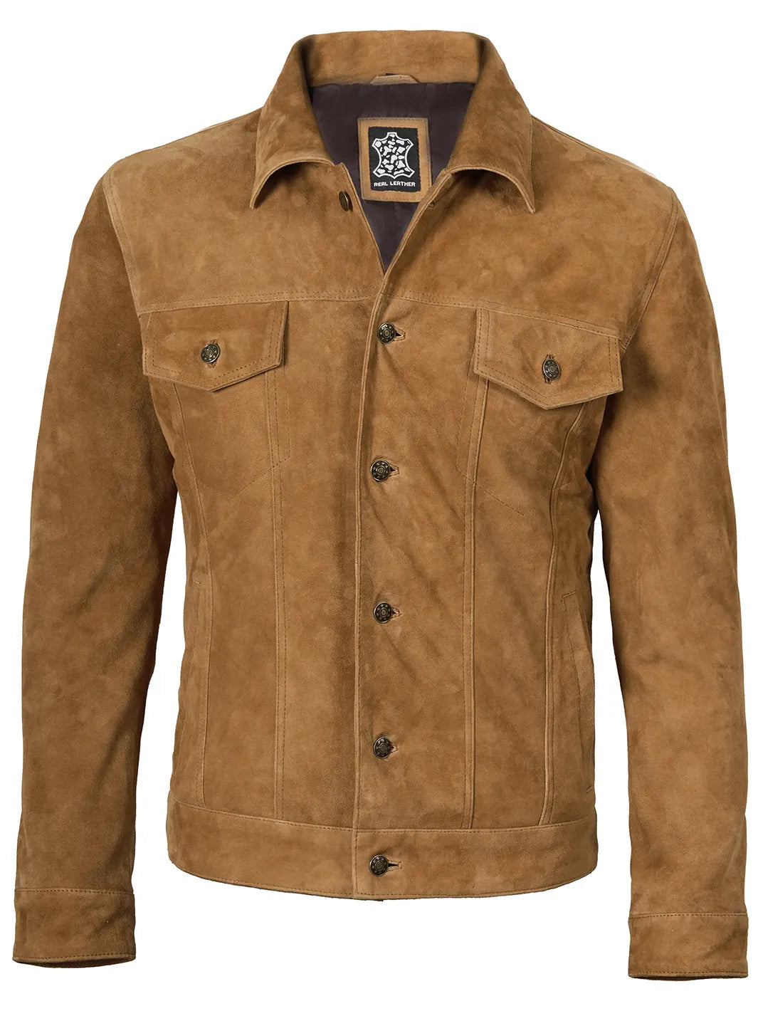 Logan Men's Light Brown Suede Trucker Jacket