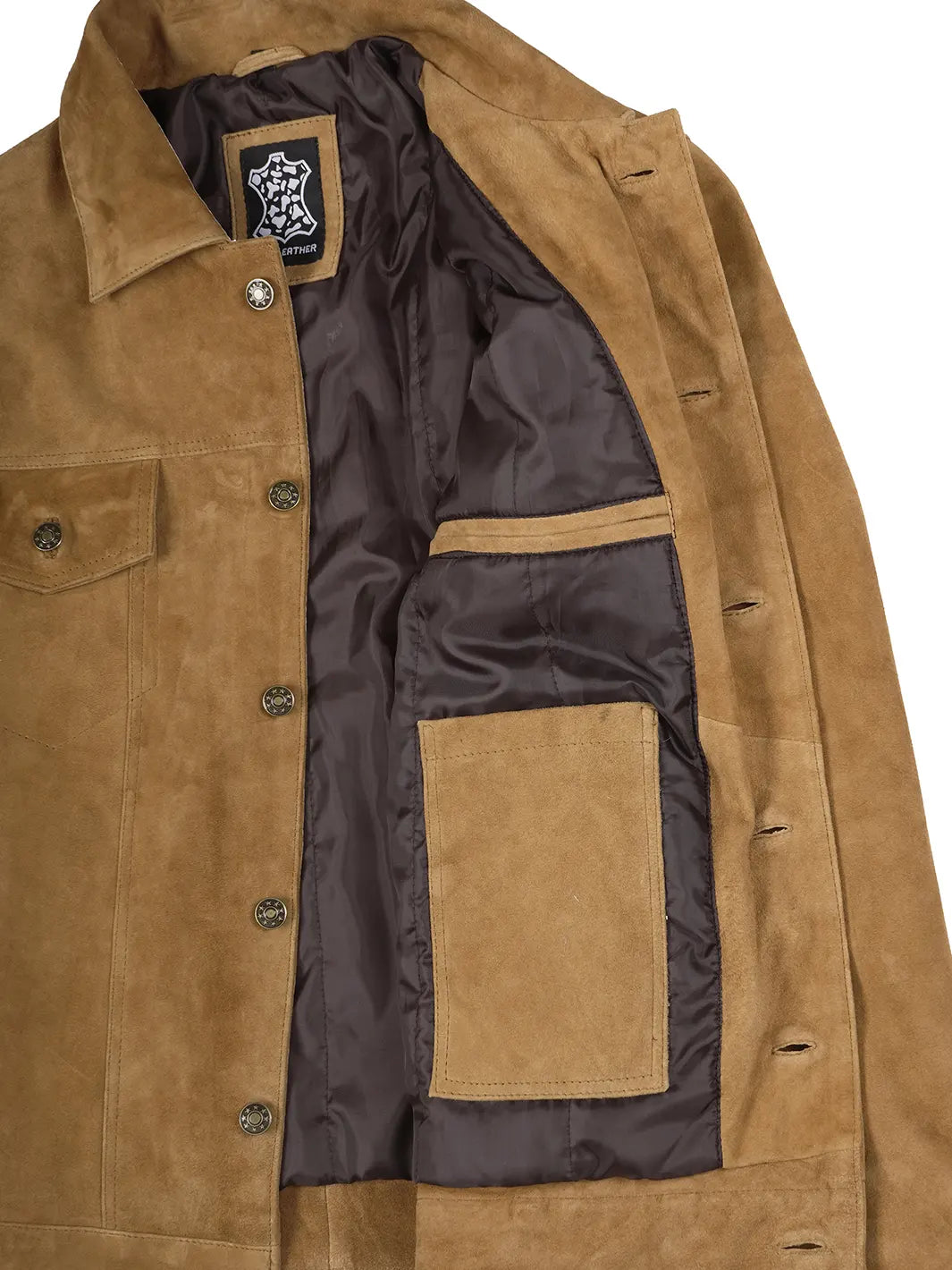 Logan Men's Light Brown Suede Trucker Jacket