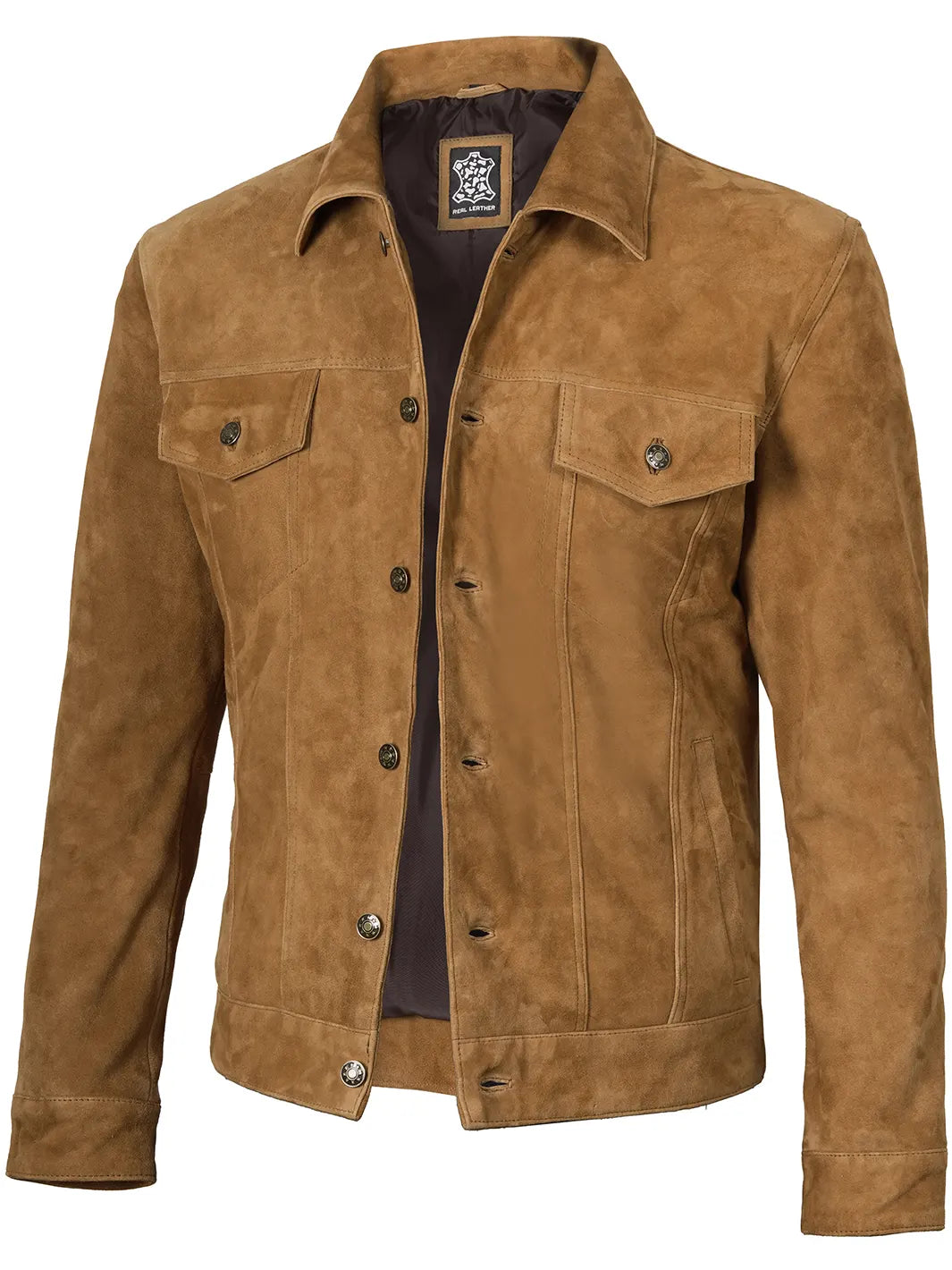 Logan Men's Light Brown Suede Trucker Jacket