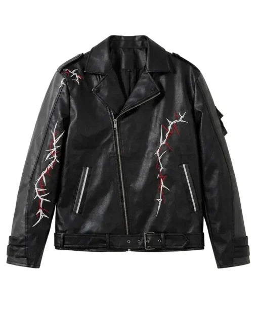 Love and Deepspace Black Leather Biker Costume Jacket