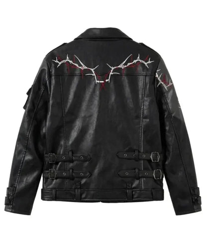 Love and Deepspace Black Leather Biker Costume Jacket