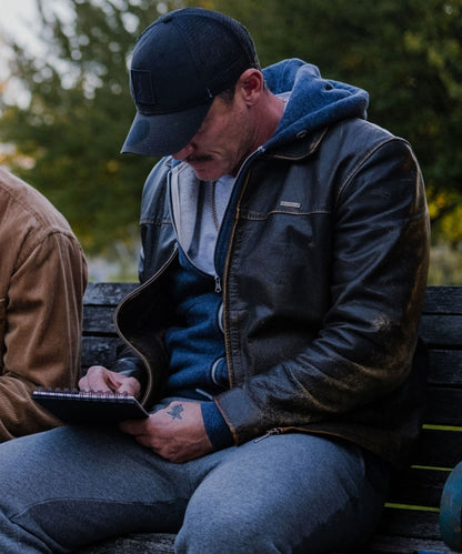 5lbs of Pressure Luke Evans Brown Leather Jacket Max Jackets