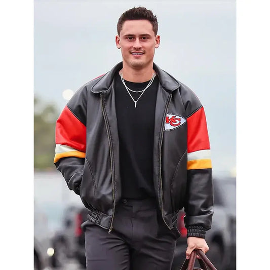 Kansas City Chiefs Matt Araiza Black Leather Jacket