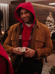 Meet Me Next Christmas 2024 Devale Ellis Suede Leather Jacket Max Jackets