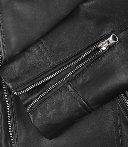 Men's Real Lambskin Leather Black Biker Style Jacket