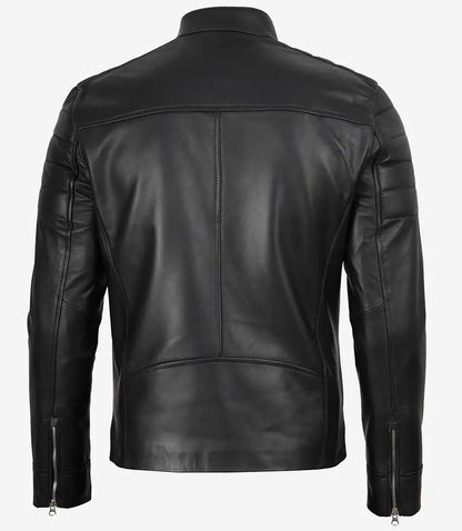 Men's Real Lambskin Leather Black Biker Style Jacket