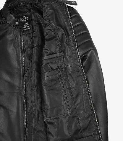 Men's Real Lambskin Leather Black Biker Style Jacket