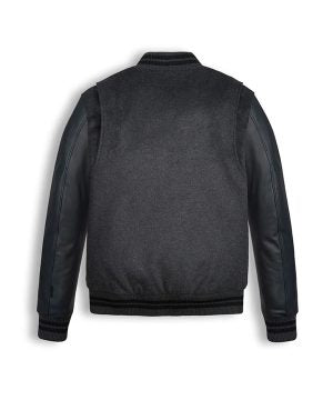 Men Black Wool Varsity Bomber Leather Jacket Max Jackets