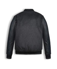 Men Black Wool Varsity Bomber Leather Jacket Max Jackets