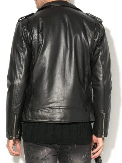 Men Classic Biker Leather Jacket Max Jackets