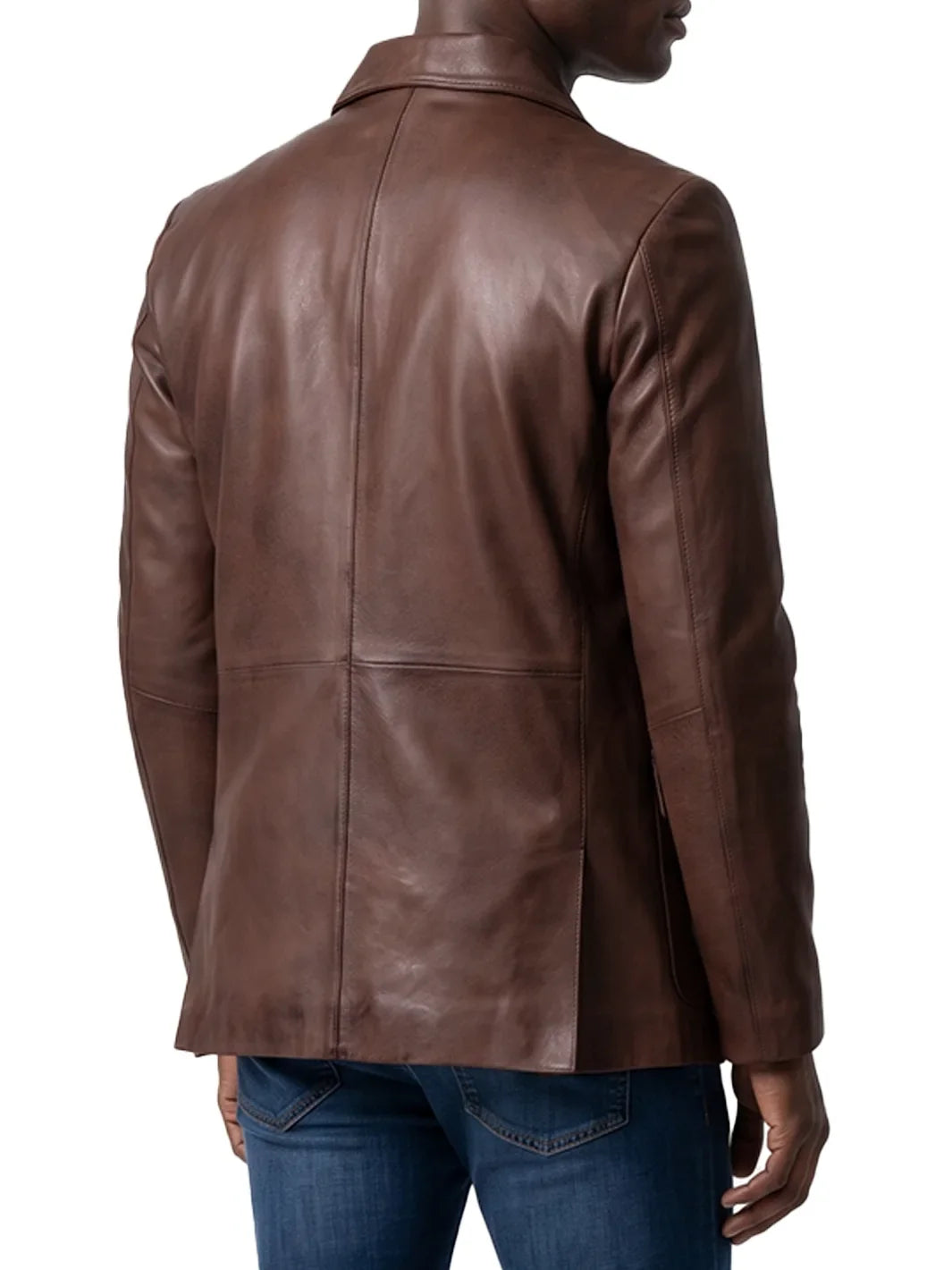 Eliseo Men's Cognac Three Button Leather Blazer