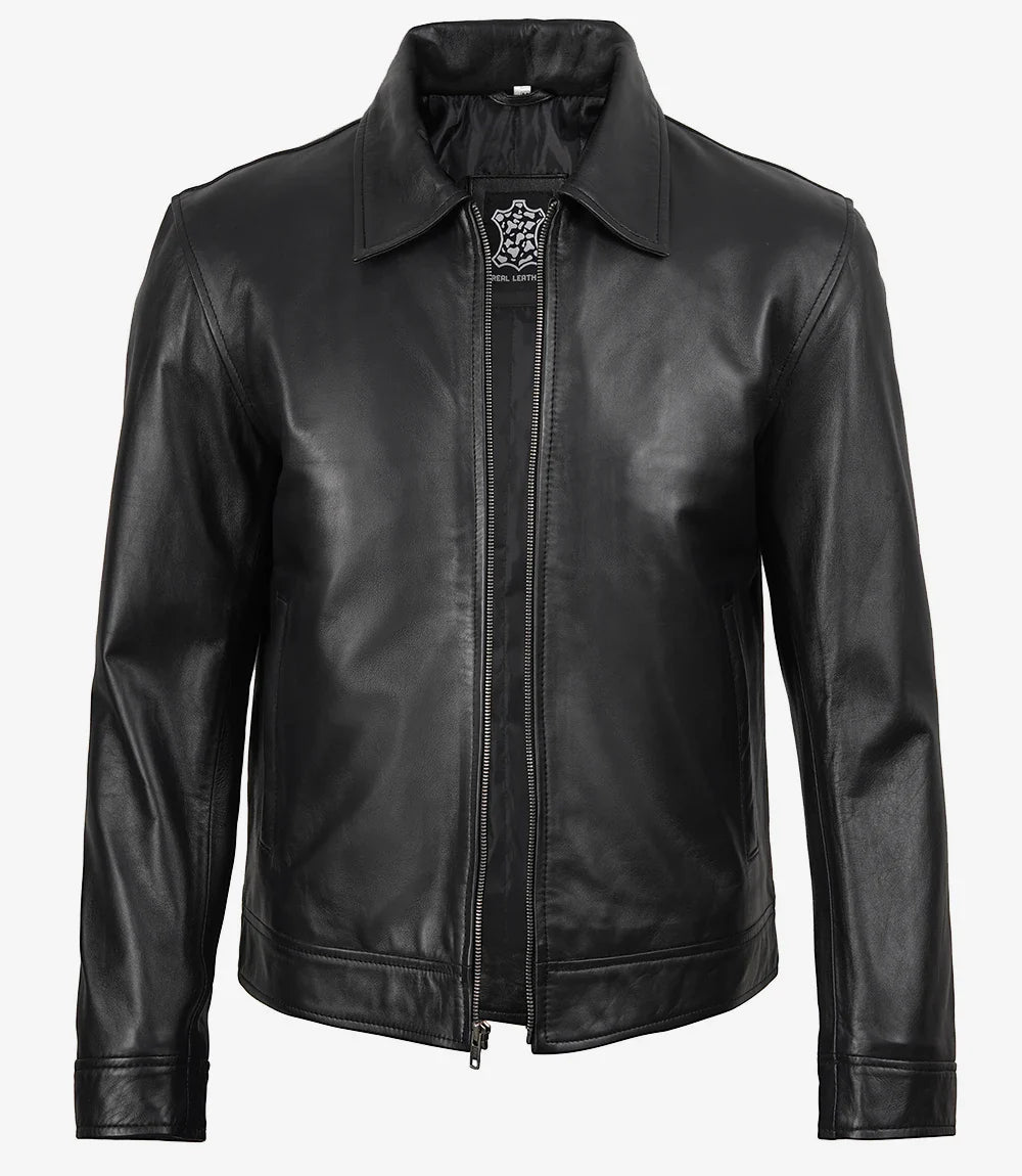 Men's Mike Harrington Black Leather Jacket