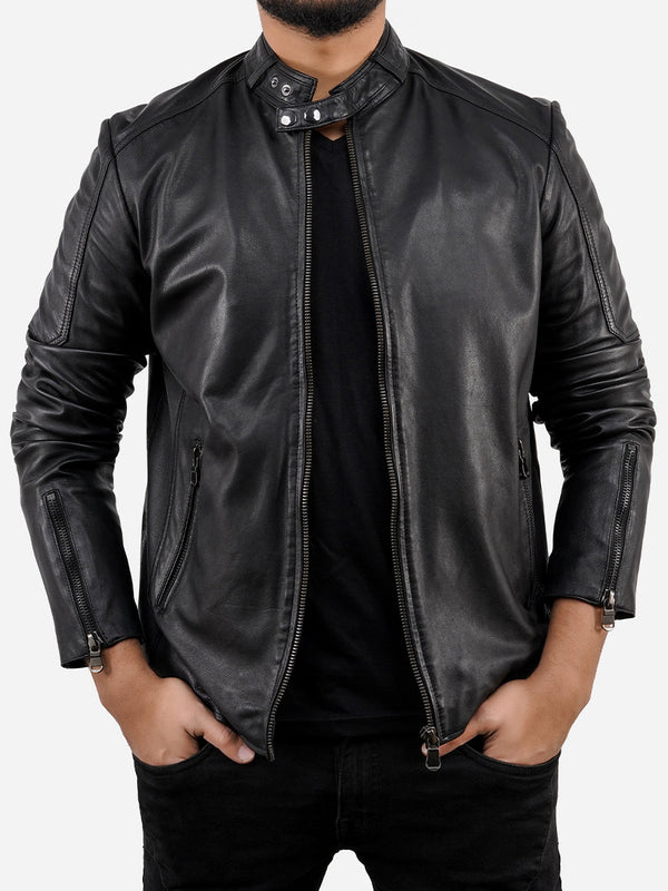 Alfredo Black Cafe Racer Vintage Leather Jacket Max Jackets