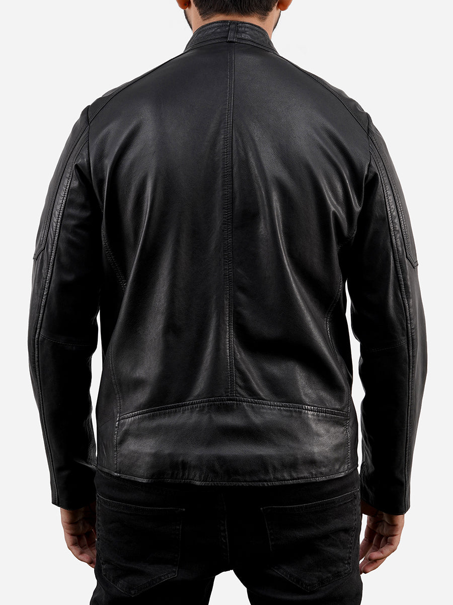 Alfredo Black Cafe Racer Vintage Leather Jacket Max Jackets