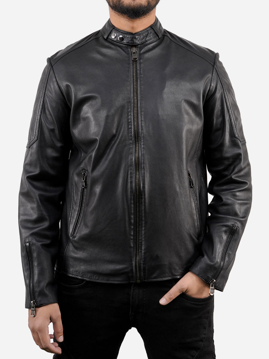 Alfredo Black Cafe Racer Vintage Leather Jacket Max Jackets