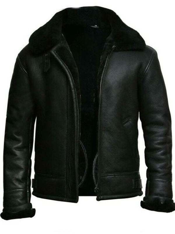 Men Stylish Black Leather Aviator Jacket Max Jackets