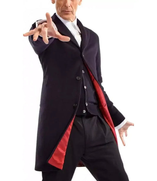 Men's Blue Wool Coat – 3/4 Length Warm Winter Overcoat