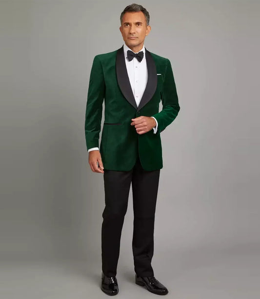 Men's Shawl Lapel Green Velvet Tuxedo