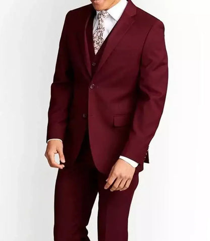 Men's Slim Fit Maroon 3-Piece Suit – Notch Lapel