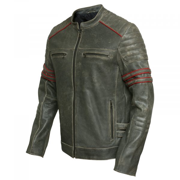 Men’s Cafe Racer Motorcycle Black Leather Jacket Max Jackets