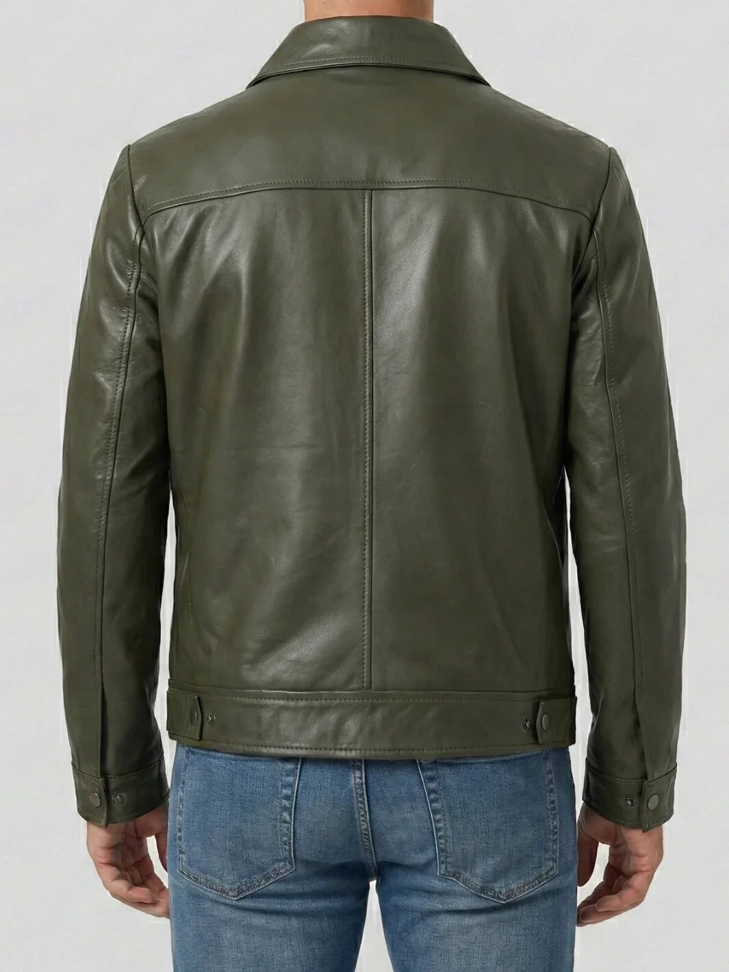 Men's Dark Green Harrington Leather Jacket